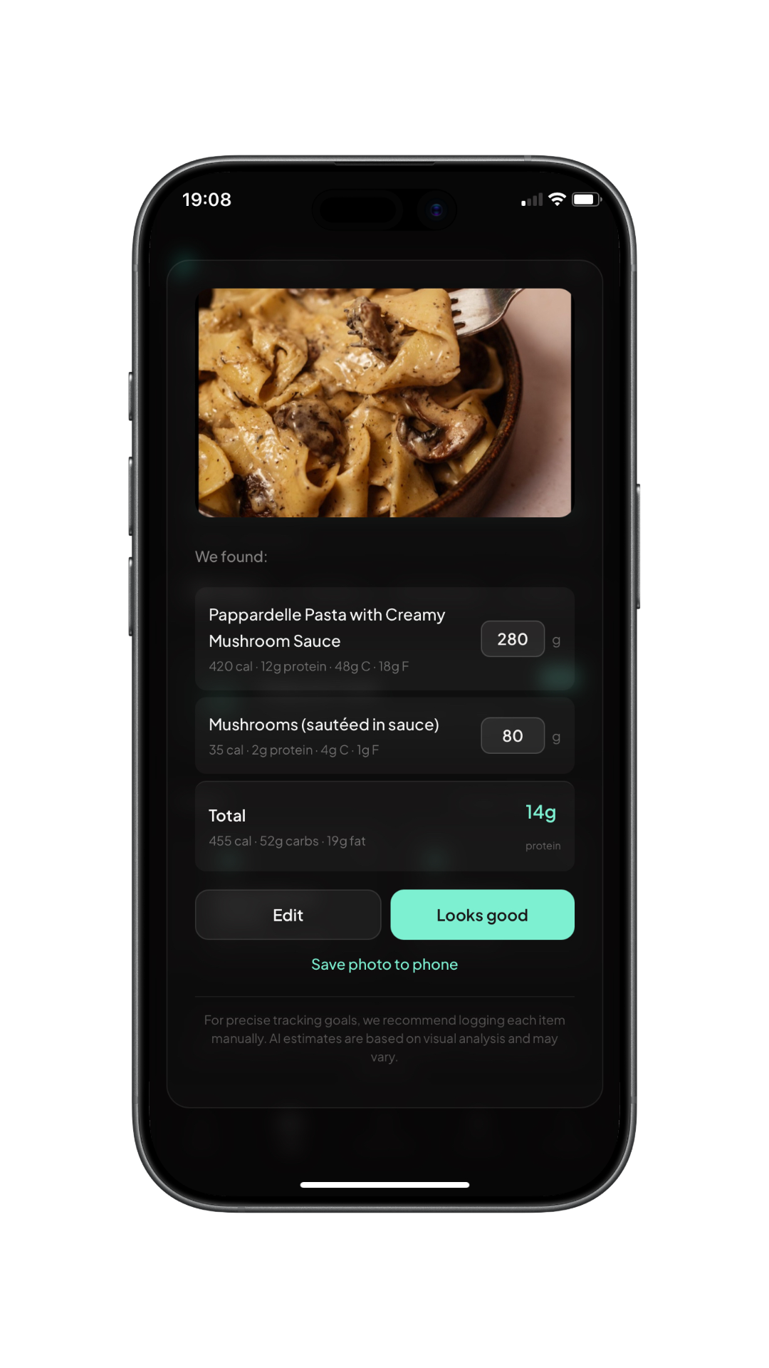 Photo-based macro tracker — snap a meal and get instant protein and calorie breakdown