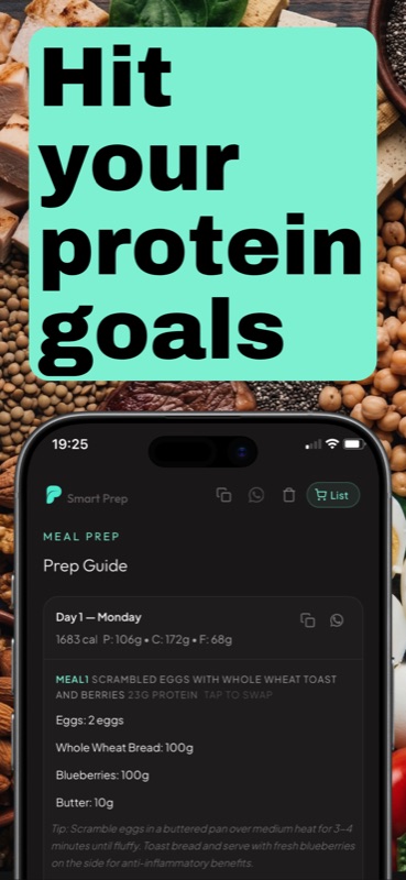 AI-generated meal prep guide with daily cooking instructions