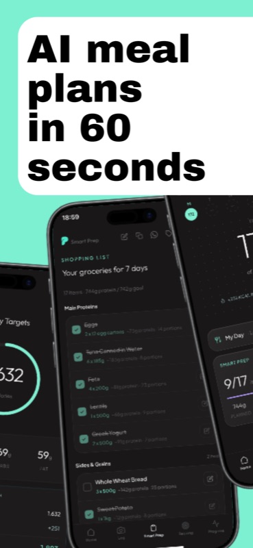 AI meal plans built in 60 seconds with shopping list